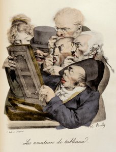 Lovers of Paintings Engraving by Louis-Leopold Boilly by Louis Leopold Boilly
