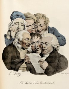 The Reading of the Will. Engraving by Louis-Leopold Boilly