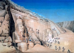 Excavation of the Great Temple of Ramesses II, Abu Simbel, 1819 by Louis M. A. Linant de Bellefonds,