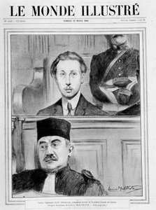 Judgement scene. "Eugene Cottin, the aggressor of Georges Benjamin Clemenceau, appeared before the 3rd Council of War" (sketch of audience by Louis Malteste) - in "Le Monde Illustré" of 15/02/1919