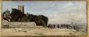 The Summit of Montmartre Hill, with the Solférino Tower, circa 1870