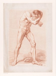 Standing Naked Man with Arms Around His Head by Louis Marin Bonnet (attributed to)