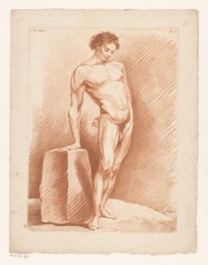Male Nude Next to a Block