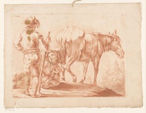 Two boys with a horse by Louis Marin Bonnet (possibly)