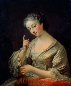 Lady with a Bird, 18th century by Louis Michel van Loo