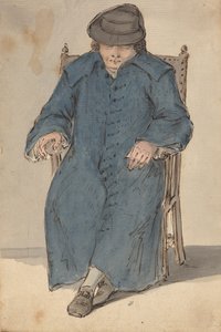 Man Asleep in a Long Blue Coat
