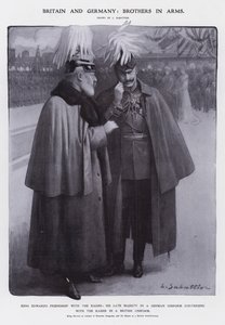 King Edward VII dressed as Colonel of the Prussian Dragoons and Kaiser Wilhelm II dressed as a British Field Marshal by Louis Remy Sabattier