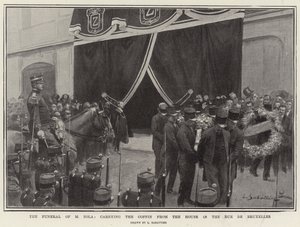 The Funeral of M Zola, carrying the Coffin from the House in the Rue de Bruxelles by Louis Remy Sabattier