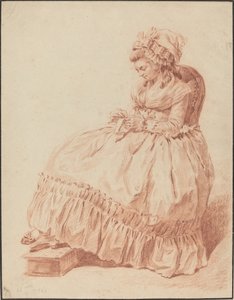 Seated Woman Sewing by Louis Rolland Trinquesse
