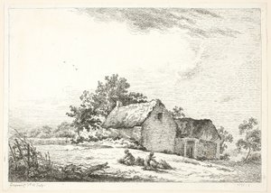 Farm Scene with Boys Bundling Wood by Louis Simon Lempereur