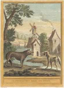 The Wolf and the Thin Dog by Louis Simon Lempereur after Jean Baptiste Oudry