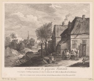 Flemish Village Scene with Peasants Playing Cards by Louis Surugue