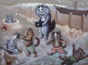 Cats Bathing in the Sea