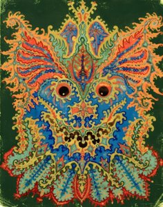 Kaleidoscope Cats: Cat Pattern on Green by Louis Wain