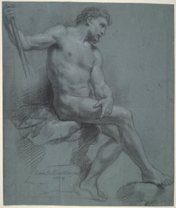 Seated Male Nude in Profile by Louis de Boullogne the Younger