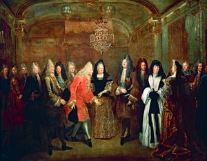 Louis XIV receiving Elector of Saxony, Frederick Augustus II at Fontainebleau on September 27 by Louis de Silvestre
