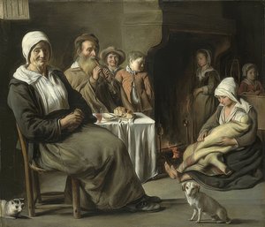 Peasant Interior with an Old Flute Player. Around 1642