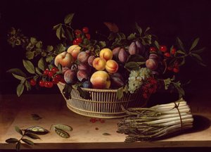 Still Life with a Basket of Fruit and a Bunch of Asparagus, 1630
