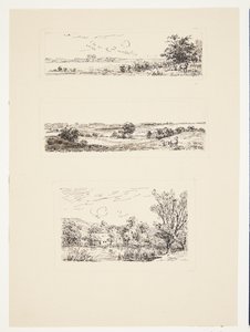 Sheet with Three Small Landscapes