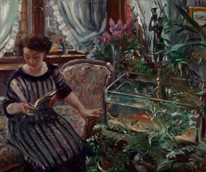 Lady at the Goldfish Basin by Lovis Corinth