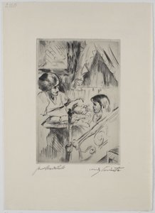 Child in Bed and Mother by Lovis Corinth