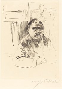 Self-Portrait in a Fur Coat by Lovis Corinth
