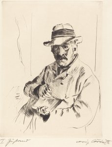 Self-Portrait in a Straw Hat by Lovis Corinth