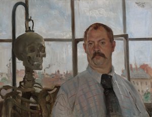 Self-Portrait with Skeleton by Lovis Corinth