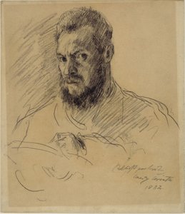 Self-Portrait with Full Beard, Drawing by Lovis Corinth