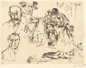 Sketches of Men, including Max Liebermann by Lovis Corinth