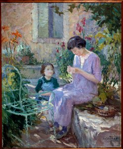 Madame Prat and Her Daughter in the Garden by Loys Prat
