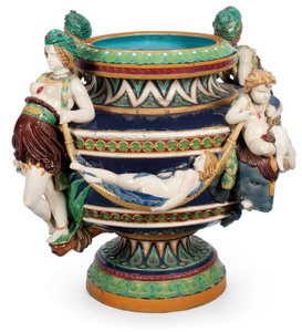 Large Minton Majolica Jardiniere, c.1870 by Ltd Mintons