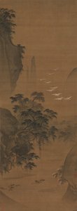 Autumn Landscape with Herons and Ducks