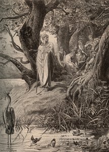Apologue of the fishing birds, told by Saint Martin to the inhabitants of the banks of the Loire (engraving by Luc Olivier Merson)