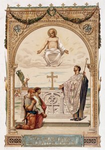 Saint Martin evangelizer of Gaul under the eye of Christ - chromo. according to a painting by Merson by Luc Oliver Merson