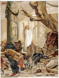 Saint Martin destroying the idols of paganism, from painting by Merson
