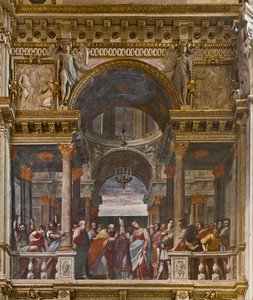 Genoa, Duomo (St Lawrence Cathedral), inside, The Lercari Chapel or The Chapel of the Blessed Sacrament (Northern apse), Southern side: "The Betrothal of the Virgin", fresco by Luca Cambiaso