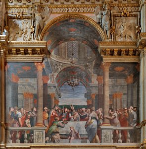 Genoa, Duomo (St Lawrence Cathedral), inside, The Lercari Chapel or The Chapel of the Blessed Sacrament (Northern apse), Northern side: "The Presentation in the Temple", fresco by Luca Cambiaso by Luca Cambiaso