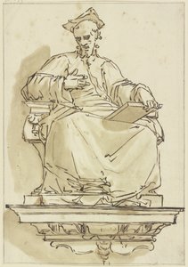 Console Statue of a Seated Cardinal by Luca Cambiaso