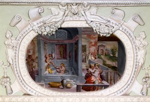 Scenes of bath, seduction. Fresco by Luca Cambiaso