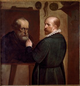 Self-Portrait of the Artist Making the Portrait of His Father by Luca Cambiaso