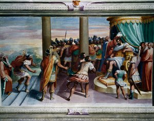 The Rape of Sabine, fresco, Villa Imperiale, Genoa, Liguria, Italy (detail)