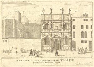 Facade of the Church of the Little Hospital (plate 33) by Luca Carlevariis