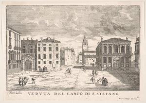 View of Campo Santo Stefano with the Loredan Palace and Morosini Palace, Venice (Plate 95) by Luca Carlevarijs
