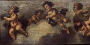 Putti disporting (left-hand detail)