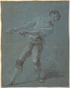 Young Man Pulling a Rope