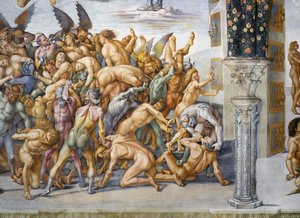 Damned in hell, from Last Judgment fresco cycle by Luca Signorelli