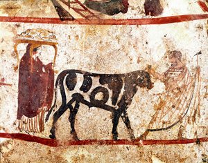 A Bull Leads on the Altar of the Sacrifice by Lucanian School