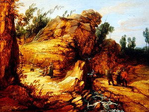 Peasants Resting by a Mountain Stream