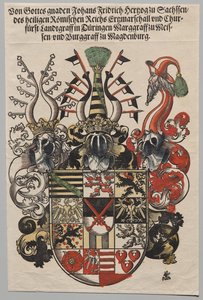 Coat of Arms of John Frederic, Elector of Saxony, called the Magnanimous by Lucas Cranach